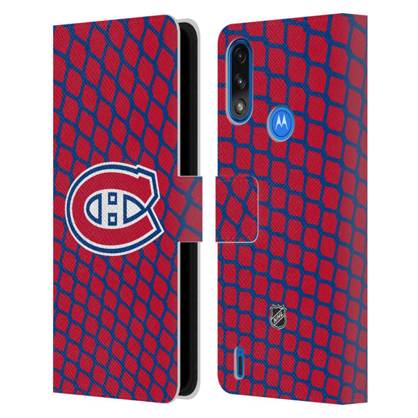 NHL Montreal Canadiens Net Pattern Leather Book Wallet Case Cover For Motorola Moto E7 Power / Moto E7i Power