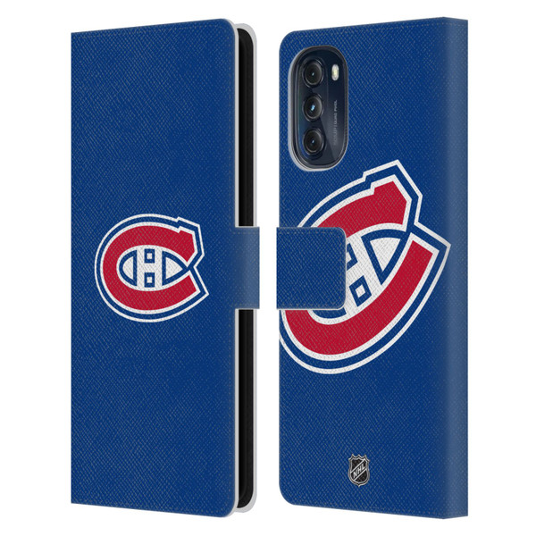 NHL Montreal Canadiens Plain Leather Book Wallet Case Cover For Motorola Moto G (2022)