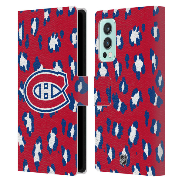 NHL Montreal Canadiens Leopard Patten Leather Book Wallet Case Cover For OnePlus Nord 2 5G