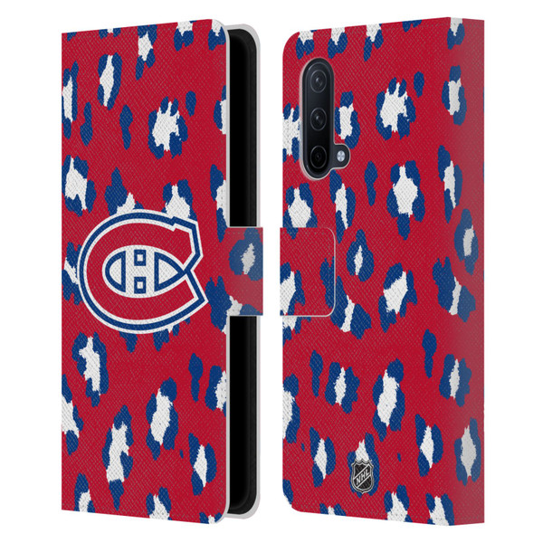 NHL Montreal Canadiens Leopard Patten Leather Book Wallet Case Cover For OnePlus Nord CE 5G