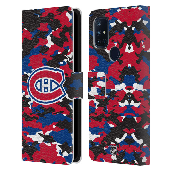 NHL Montreal Canadiens Camouflage Leather Book Wallet Case Cover For OnePlus Nord N10 5G