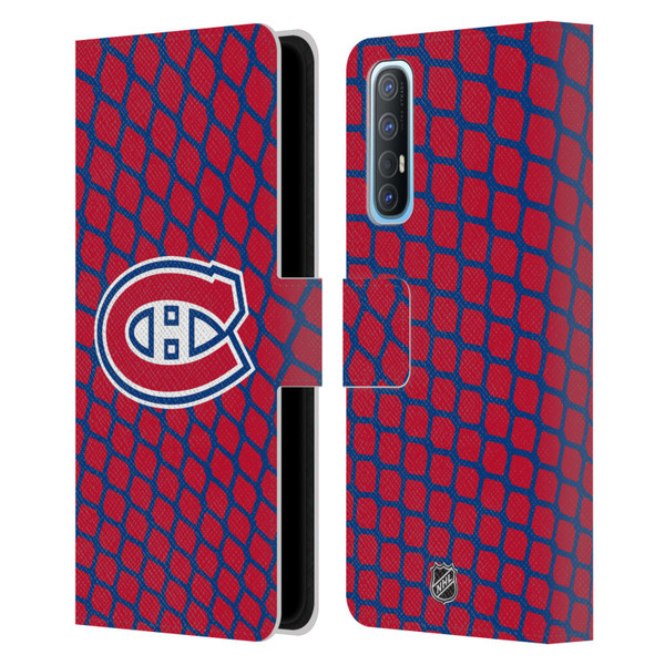 NHL Montreal Canadiens Net Pattern Leather Book Wallet Case Cover For OPPO Find X2 Neo 5G