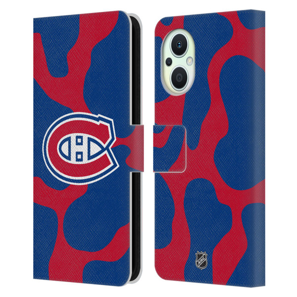 NHL Montreal Canadiens Cow Pattern Leather Book Wallet Case Cover For OPPO Reno8 Lite