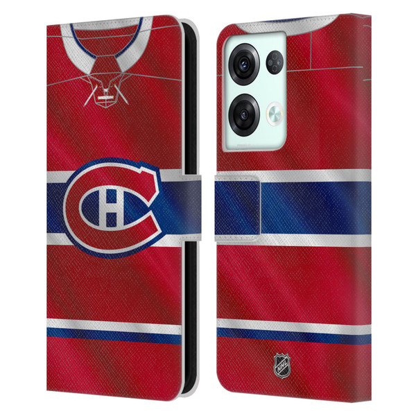 NHL Montreal Canadiens Jersey Leather Book Wallet Case Cover For OPPO Reno8 Pro