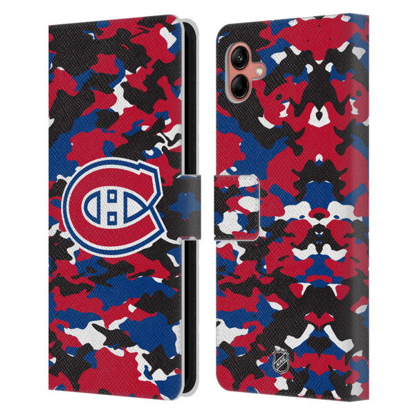 NHL Montreal Canadiens Camouflage Leather Book Wallet Case Cover For Samsung Galaxy A04 (2022)