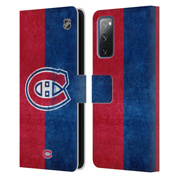 NHL Montreal Canadiens Half Distressed Leather Book Wallet Case Cover For Samsung Galaxy S20 FE / 5G