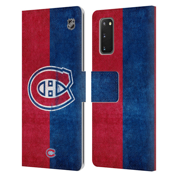 NHL Montreal Canadiens Half Distressed Leather Book Wallet Case Cover For Samsung Galaxy S20 / S20 5G