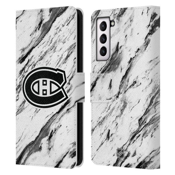 NHL Montreal Canadiens Marble Leather Book Wallet Case Cover For Samsung Galaxy S21 5G