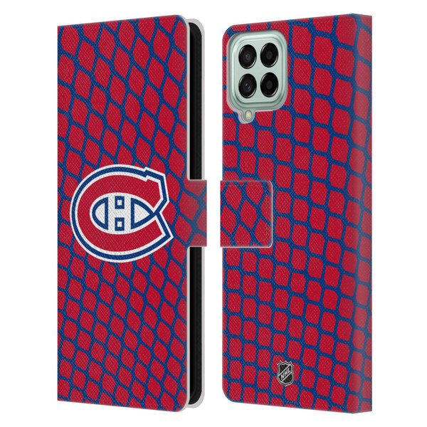 NHL Montreal Canadiens Net Pattern Leather Book Wallet Case Cover For Samsung Galaxy M53 (2022)