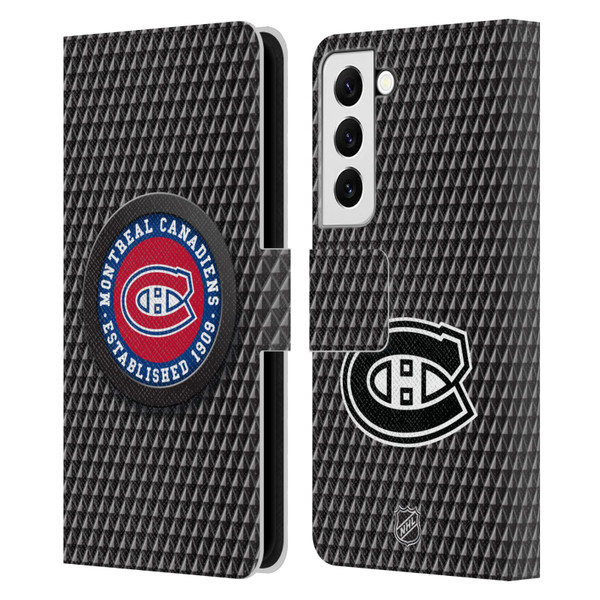 NHL Montreal Canadiens Puck Texture Leather Book Wallet Case Cover For Samsung Galaxy S22 5G