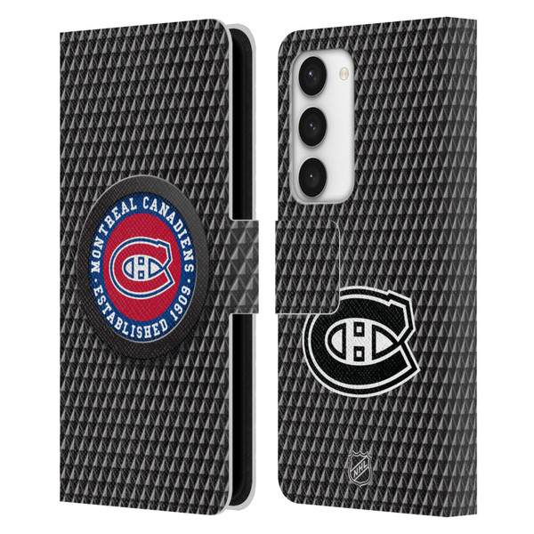 NHL Montreal Canadiens Puck Texture Leather Book Wallet Case Cover For Samsung Galaxy S23 5G