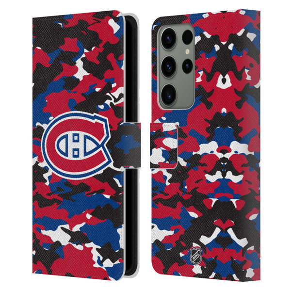 NHL Montreal Canadiens Camouflage Leather Book Wallet Case Cover For Samsung Galaxy S23 Ultra 5G