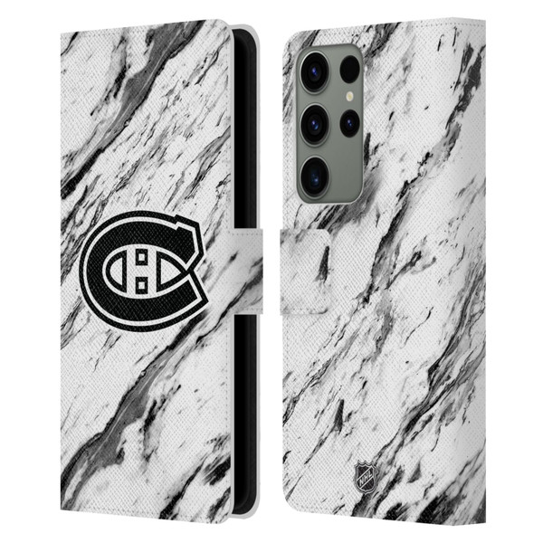 NHL Montreal Canadiens Marble Leather Book Wallet Case Cover For Samsung Galaxy S23 Ultra 5G