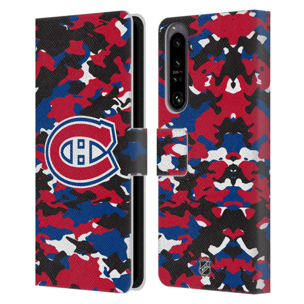 NHL Montreal Canadiens Camouflage Leather Book Wallet Case Cover For Sony Xperia 1 IV