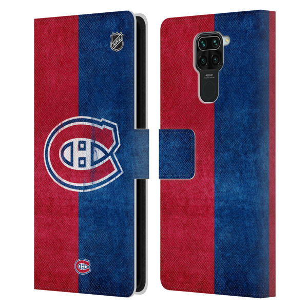 NHL Montreal Canadiens Half Distressed Leather Book Wallet Case Cover For Xiaomi Redmi Note 9 / Redmi 10X 4G