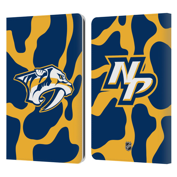 NHL Nashville Predators Cow Pattern Leather Book Wallet Case Cover For Amazon Kindle Paperwhite 1 / 2 / 3