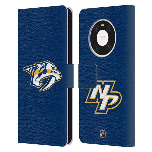 NHL Nashville Predators Plain Leather Book Wallet Case Cover For Huawei Mate 40 Pro 5G