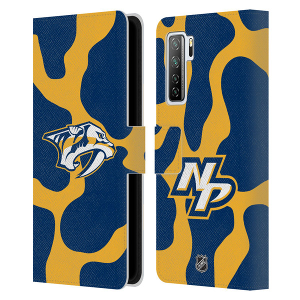 NHL Nashville Predators Cow Pattern Leather Book Wallet Case Cover For Huawei Nova 7 SE/P40 Lite 5G