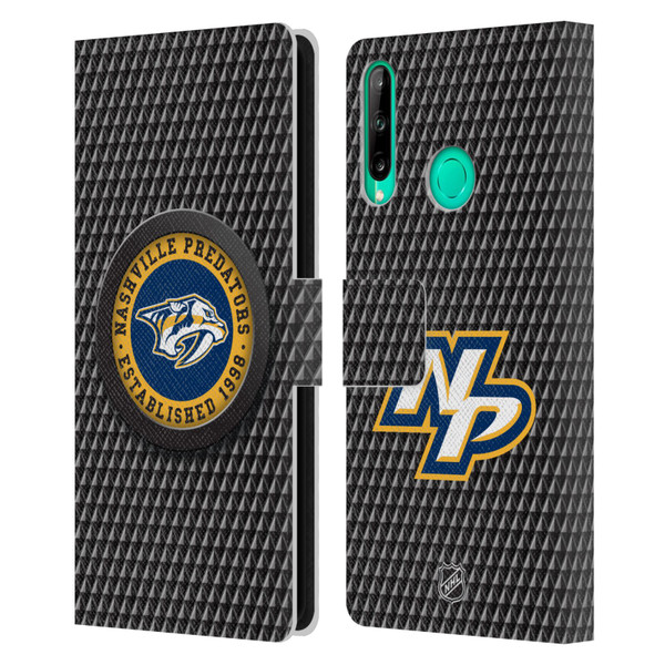 NHL Nashville Predators Puck Texture Leather Book Wallet Case Cover For Huawei P40 lite E