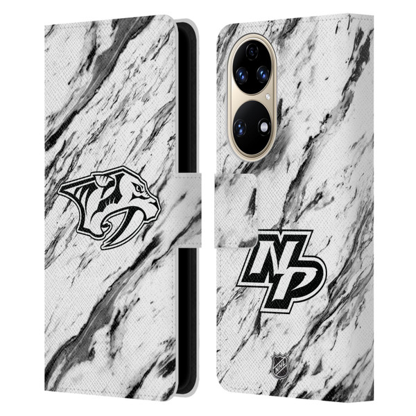 NHL Nashville Predators Marble Leather Book Wallet Case Cover For Huawei P50