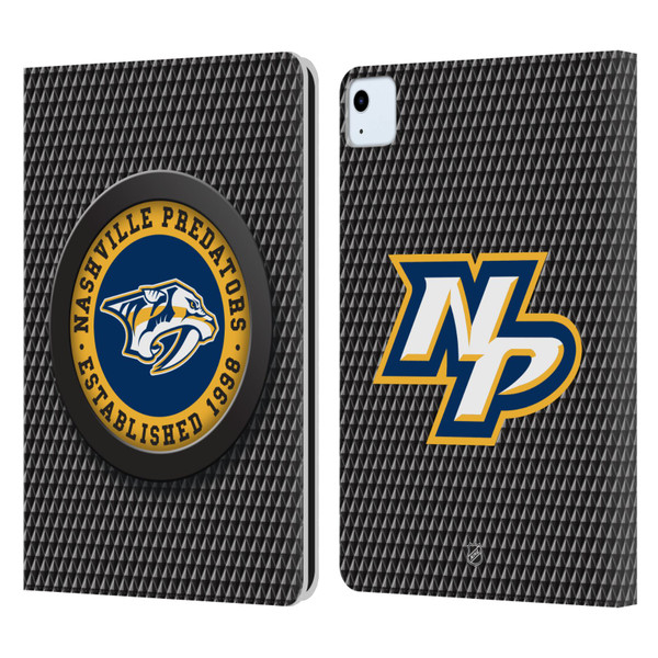 NHL Nashville Predators Puck Texture Leather Book Wallet Case Cover For Apple iPad Air 11 2020/2022/2024