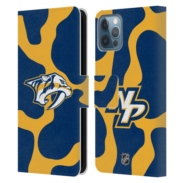 NHL Nashville Predators Cow Pattern Leather Book Wallet Case Cover For Apple iPhone 12 / iPhone 12 Pro