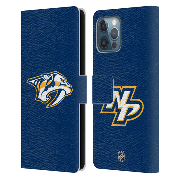 NHL Nashville Predators Plain Leather Book Wallet Case Cover For Apple iPhone 12 Pro Max