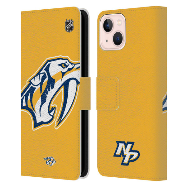 NHL Nashville Predators Oversized Leather Book Wallet Case Cover For Apple iPhone 13