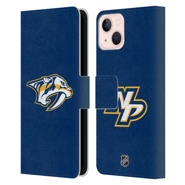 NHL Nashville Predators Plain Leather Book Wallet Case Cover For Apple iPhone 13