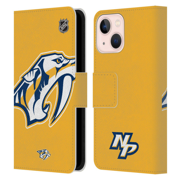 NHL Nashville Predators Oversized Leather Book Wallet Case Cover For Apple iPhone 13 Mini