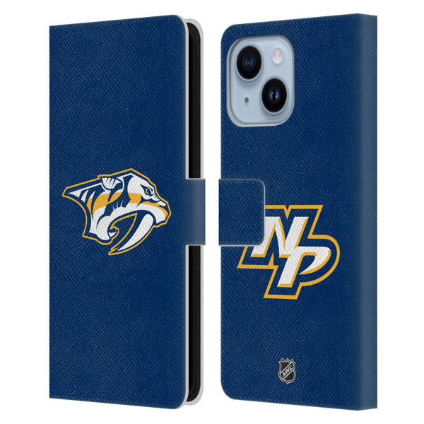 NHL Nashville Predators Plain Leather Book Wallet Case Cover For Apple iPhone 14 Plus