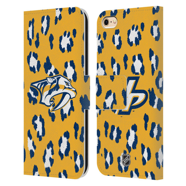 NHL Nashville Predators Leopard Patten Leather Book Wallet Case Cover For Apple iPhone 6 / iPhone 6s