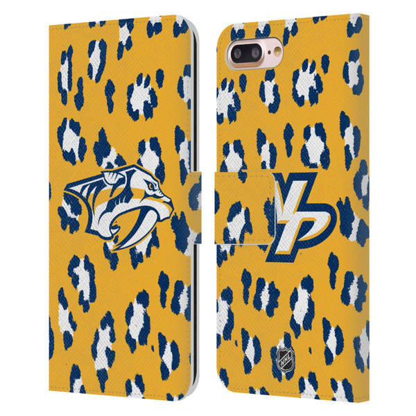 NHL Nashville Predators Leopard Patten Leather Book Wallet Case Cover For Apple iPhone 7 Plus / iPhone 8 Plus