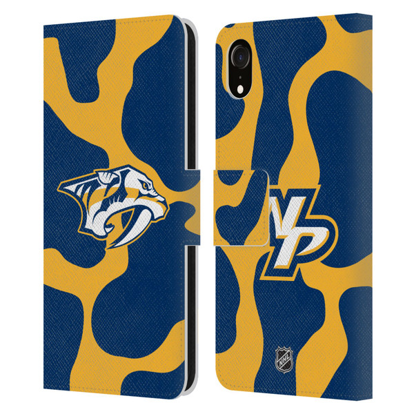 NHL Nashville Predators Cow Pattern Leather Book Wallet Case Cover For Apple iPhone XR