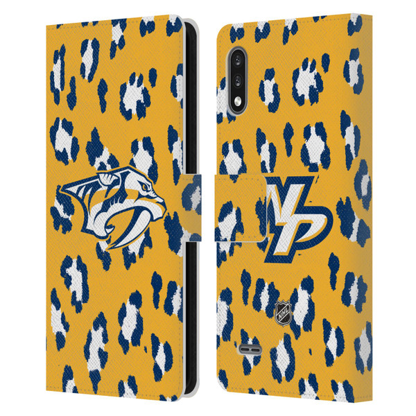 NHL Nashville Predators Leopard Patten Leather Book Wallet Case Cover For LG K22