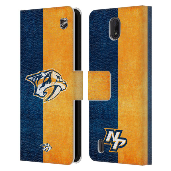 NHL Nashville Predators Half Distressed Leather Book Wallet Case Cover For Nokia C01 Plus/C1 2nd Edition