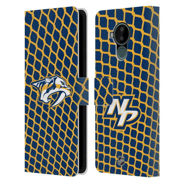 NHL Nashville Predators Net Pattern Leather Book Wallet Case Cover For Nokia C30