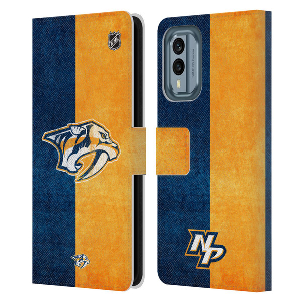 NHL Nashville Predators Half Distressed Leather Book Wallet Case Cover For Nokia X30
