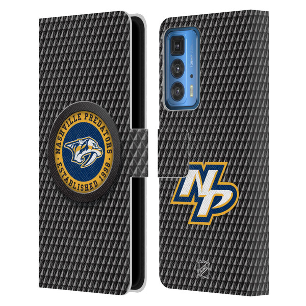 NHL Nashville Predators Puck Texture Leather Book Wallet Case Cover For Motorola Edge 20 Pro