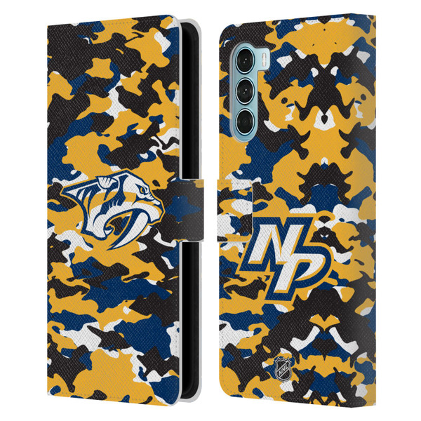 NHL Nashville Predators Camouflage Leather Book Wallet Case Cover For Motorola Edge S30 / Moto G200 5G