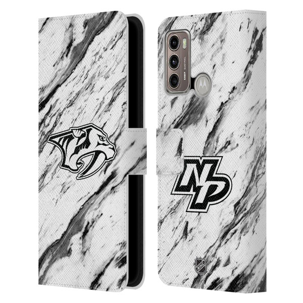 NHL Nashville Predators Marble Leather Book Wallet Case Cover For Motorola Moto G60 / Moto G40 Fusion