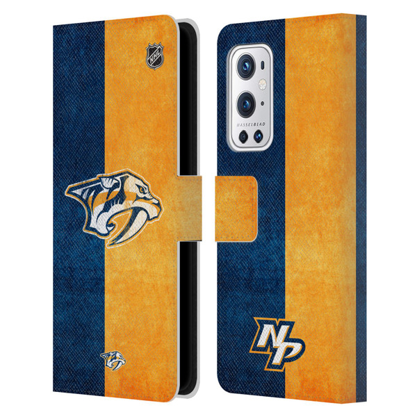 NHL Nashville Predators Half Distressed Leather Book Wallet Case Cover For OnePlus 9 Pro