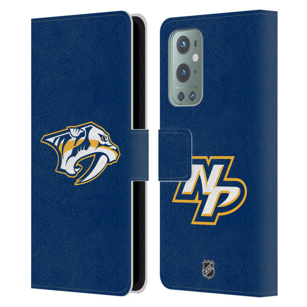 NHL Nashville Predators Plain Leather Book Wallet Case Cover For OnePlus 9