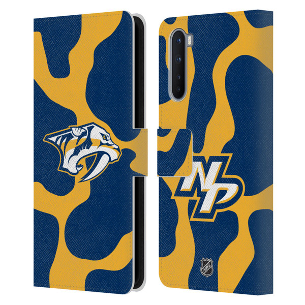 NHL Nashville Predators Cow Pattern Leather Book Wallet Case Cover For OnePlus Nord 5G