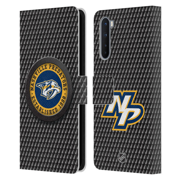 NHL Nashville Predators Puck Texture Leather Book Wallet Case Cover For OnePlus Nord 5G