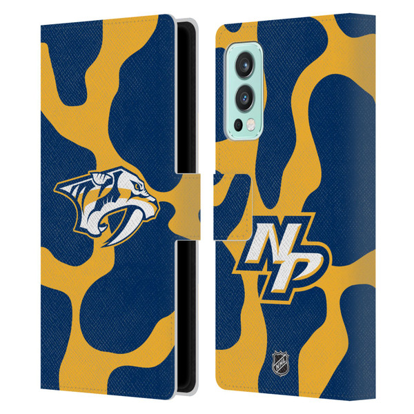 NHL Nashville Predators Cow Pattern Leather Book Wallet Case Cover For OnePlus Nord 2 5G