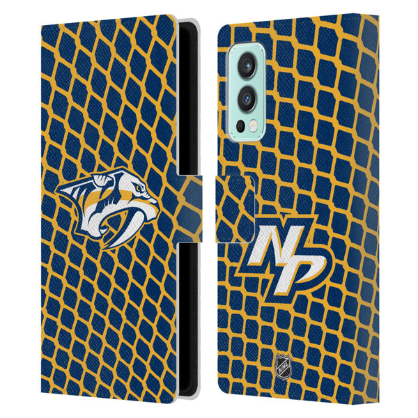 NHL Nashville Predators Net Pattern Leather Book Wallet Case Cover For OnePlus Nord 2 5G