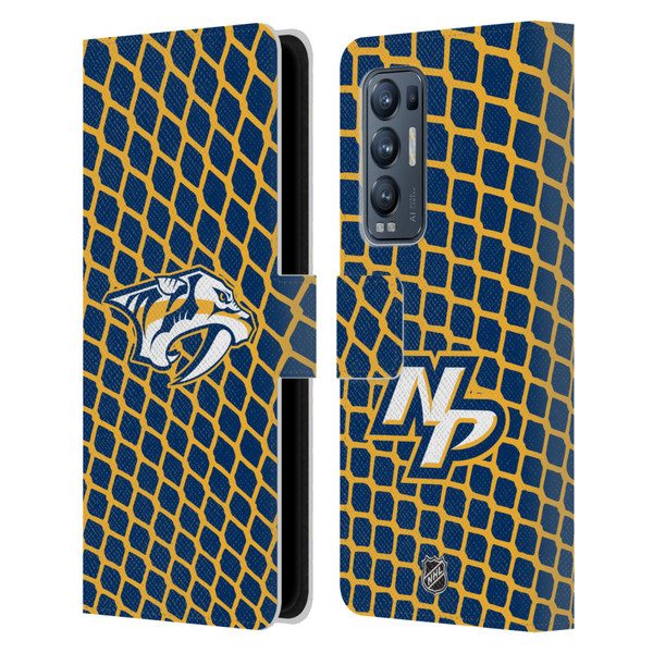 NHL Nashville Predators Net Pattern Leather Book Wallet Case Cover For OPPO Find X3 Neo / Reno5 Pro+ 5G