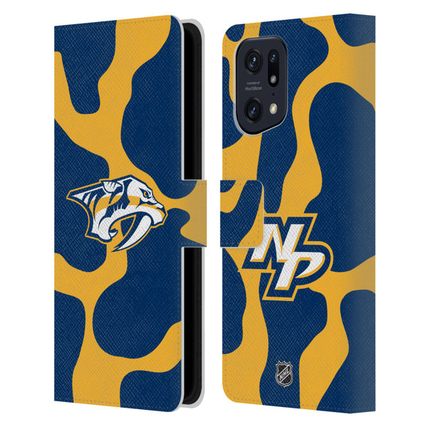 NHL Nashville Predators Cow Pattern Leather Book Wallet Case Cover For OPPO Find X5