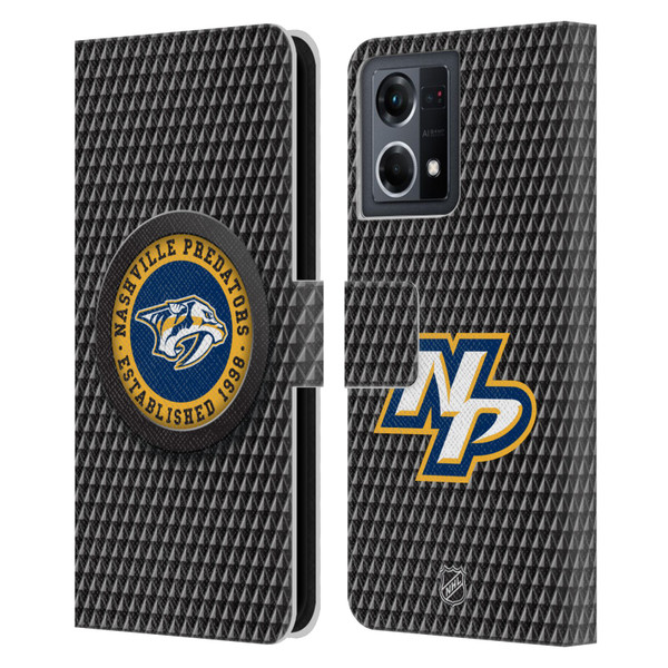 NHL Nashville Predators Puck Texture Leather Book Wallet Case Cover For OPPO Reno8 4G